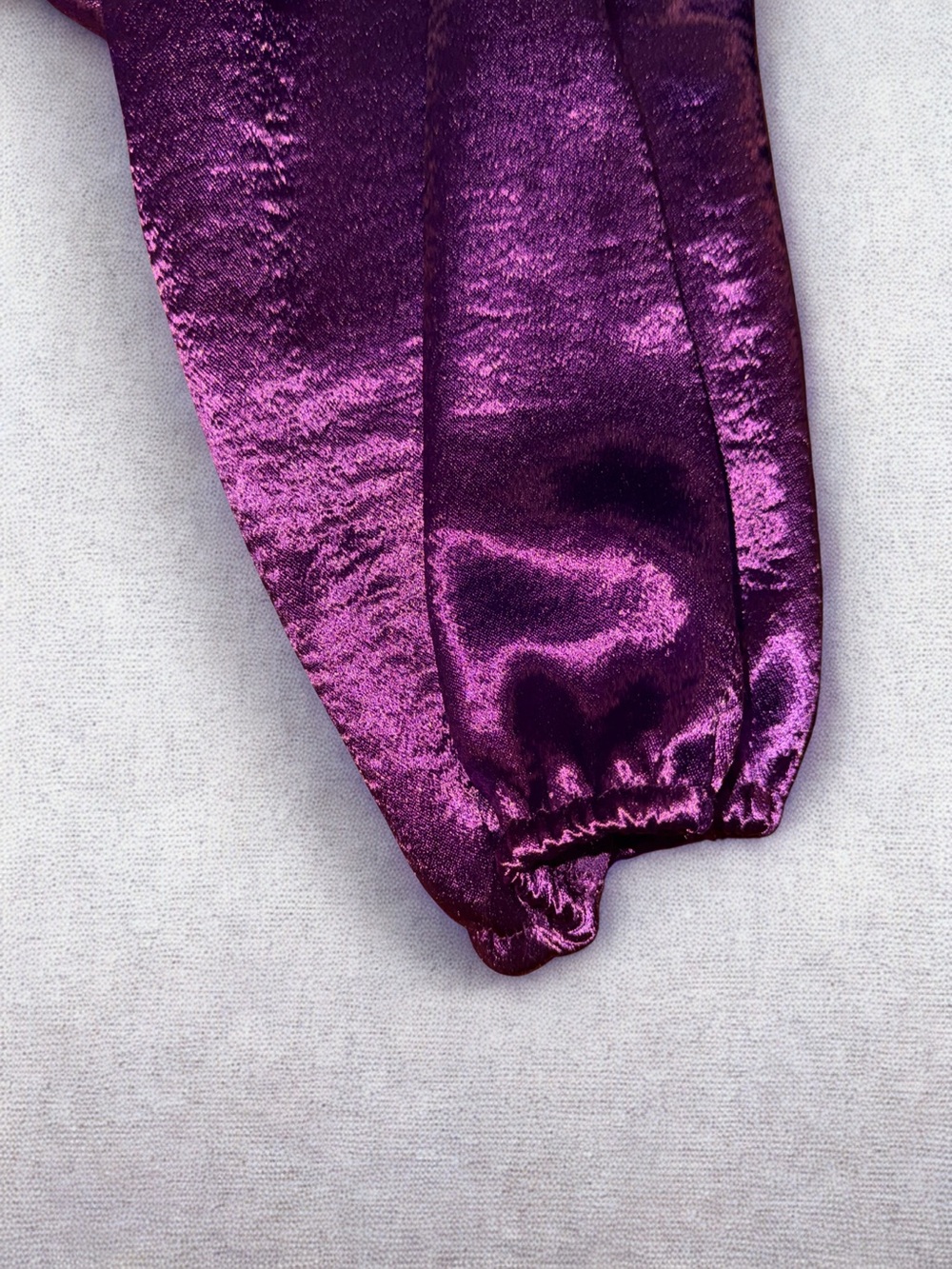 She + Sky Plum Purple Metallic Wrap Romper Long Sleeve Tie Waist Size L NWOT - Picture 4 of 6